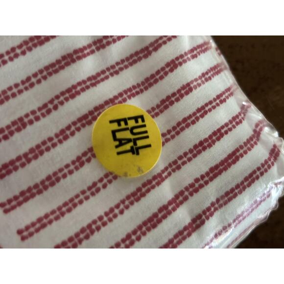 Vintage Caribbean Brights Full Flat Sheet 200 TC USA New Scarlet Sunset Stripe - Picture 3 of 13